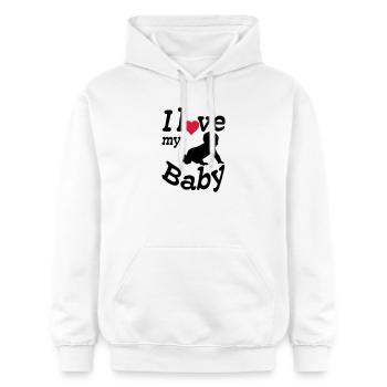 I love my Baby, Kind, Geburt, Eltern, Geschenk - Gildan Unisex Softstyle® Midweight Hoodie - Weiß - Vorne - Liana (172cm) & Jaron (178cm)