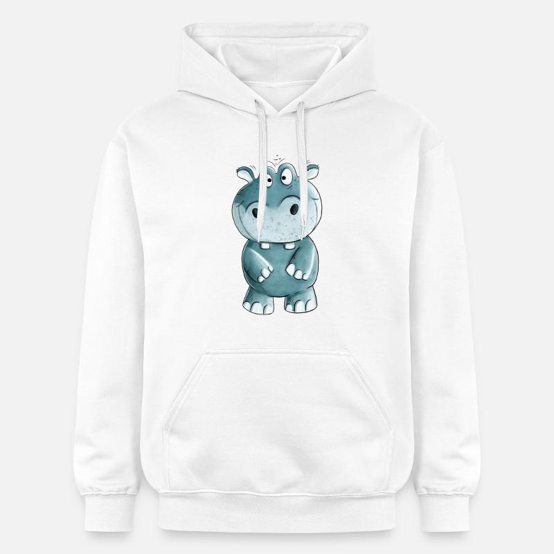 Blaues Nilpferd I Wildtiere Comic - Gildan Unisex Softstyle® Midweight Hoodie - Weiß