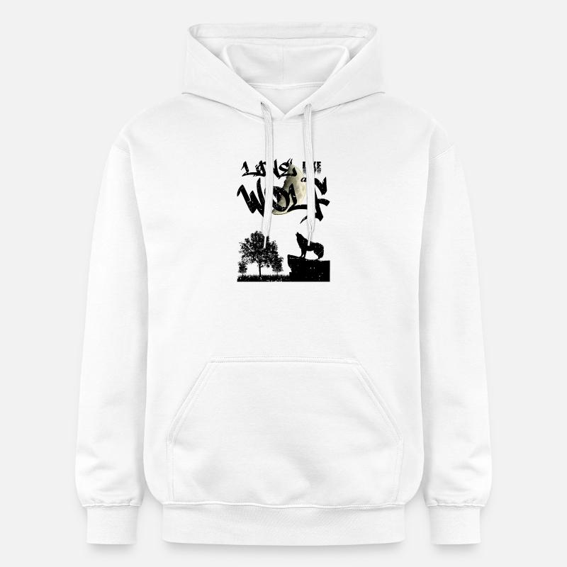 Vivez comme un loup - Sweat à capuche Softstyle® Gildan Unisexe - blanc