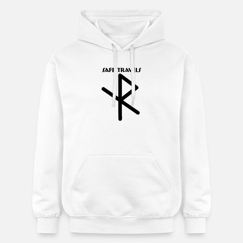 Symbole runique Viking en toute sécurité - Sweat à capuche Softstyle® Gildan Unisexe - blanc