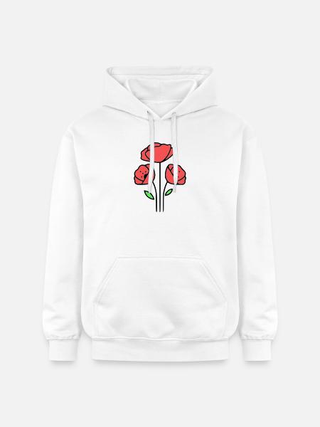 Poppy-Poppies-Minimalist-Line-Art-1 - Gildan Unisex Softstyle® Midweight Hoodie - white