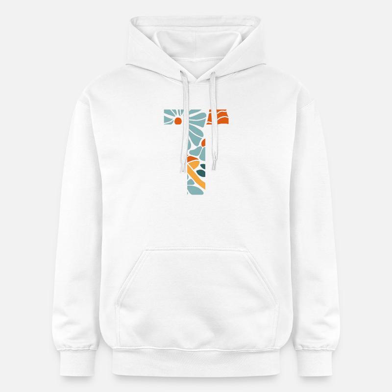 Lettre t fleurs groovy idée cadeau  - Sweat à capuche Softstyle® Gildan Unisexe - blanc