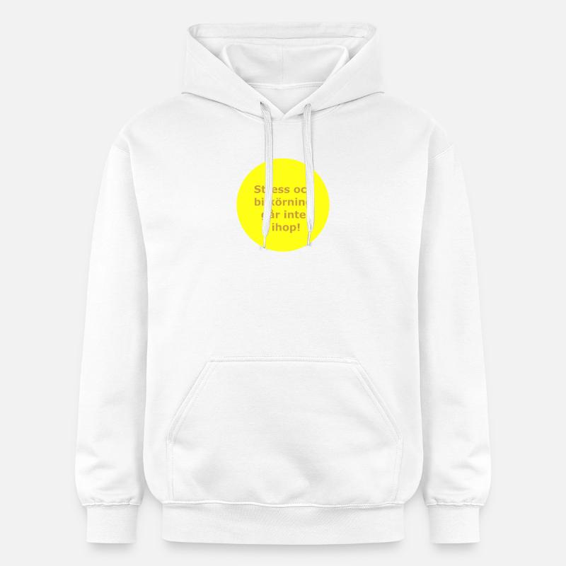 Stress et conduite ,,,(Cercle jaune) - Sweat à capuche Softstyle® Gildan Unisexe - blanc