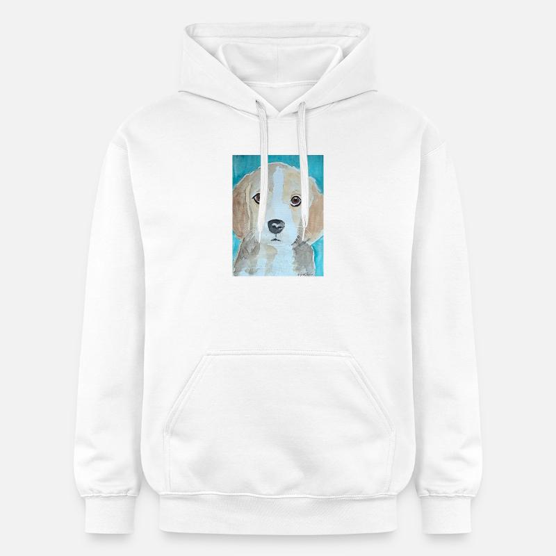 Chiot Beagle, aquarelle - Sweat à capuche Softstyle® Gildan Unisexe - blanc