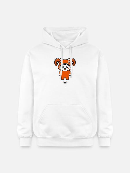 Sternzeichen Widder im Kawaii Style - Gildan Unisex Softstyle® Midweight Hoodie - Weiß
