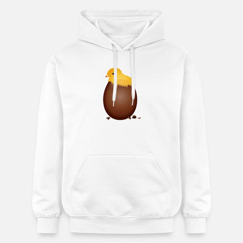 Chocolate Easter Egg with Cute Chick - Gildan Unisex Softstyle® Midweight Hoodie - white