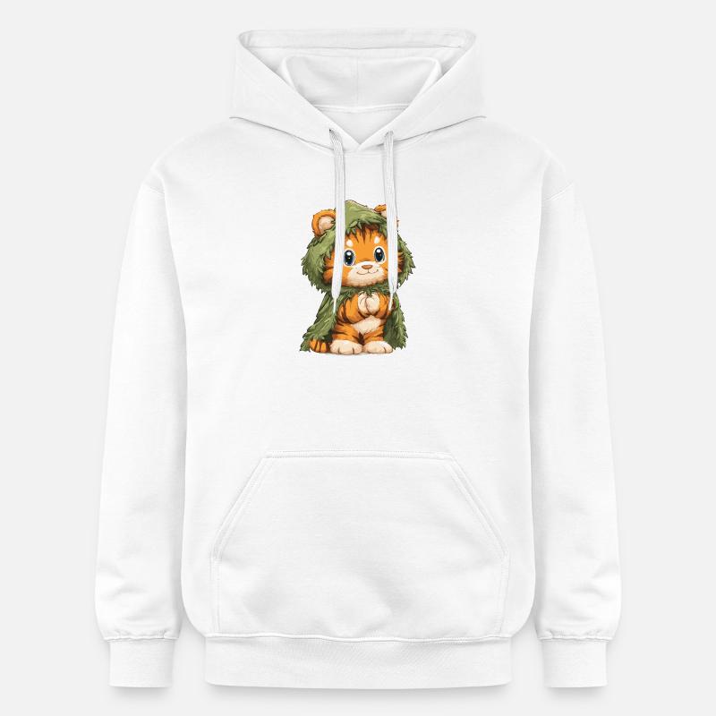 Tigre câlin en cape de mousse - Sweat à capuche Softstyle® Gildan Unisexe - blanc