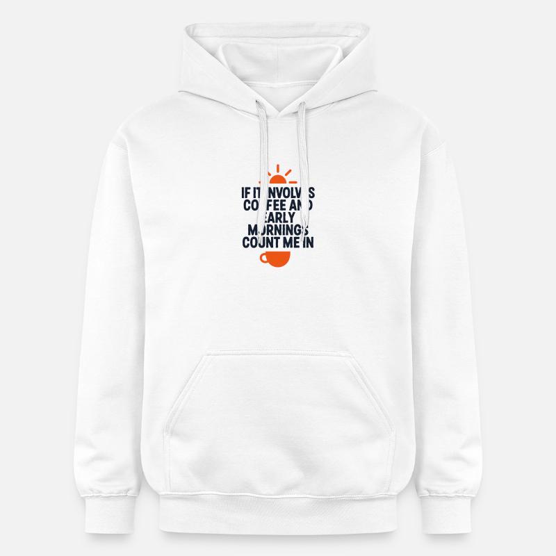 Café matinal indiquant la caféine - Sweat à capuche Softstyle® Gildan Unisexe - blanc