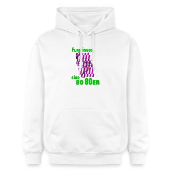 Flamingos 80er - Gildan Unisex Softstyle® Midweight Hoodie - Weiß - Vorne - Liana (172cm) & Jaron (178cm)