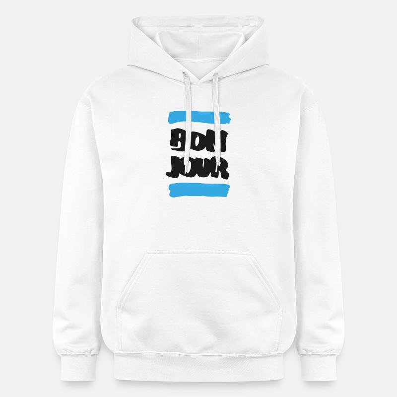 Bonjour - Sweat à capuche Softstyle® Gildan Unisexe - blanc
