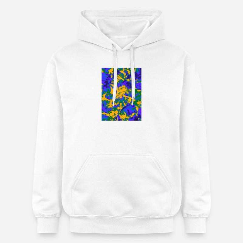 Explosion florale psychédélique néon - Sweat à capuche Softstyle® Gildan Unisexe - blanc