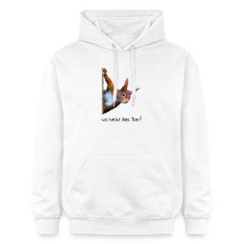Eichhörnchen sucht Bier - Gildan Unisex Softstyle® Midweight Hoodie - Weiß - Vorne - Liana (172cm) & Jaron (178cm)