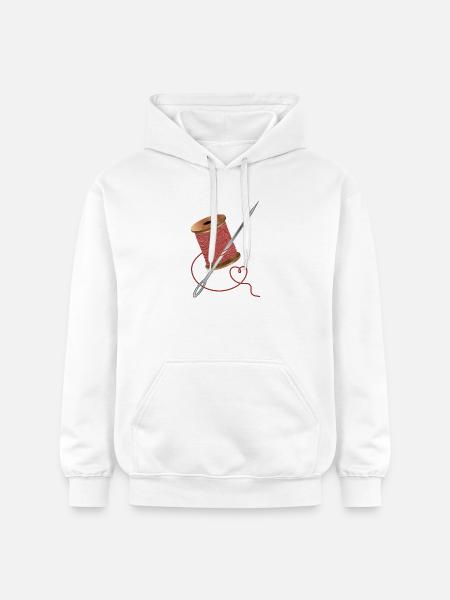 Ago e filo da cucito con tanto amore - Felpa con cappuccio unisex Softstyle® Gildan con grammatura media - bianco