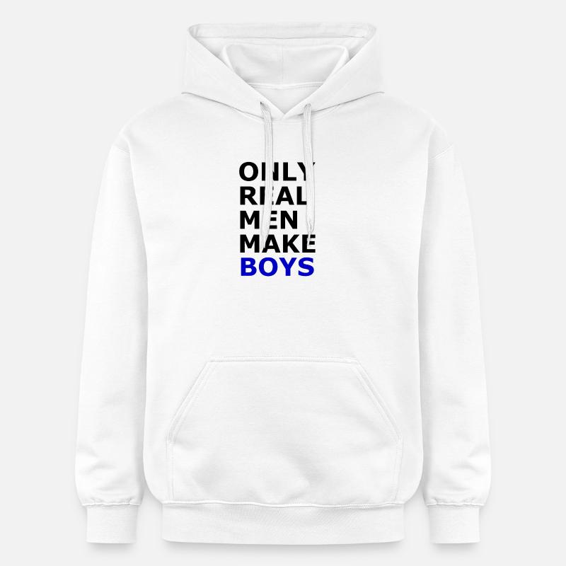 Les vrais hommes font des garçons - Sweat à capuche Softstyle® Gildan Unisexe - blanc