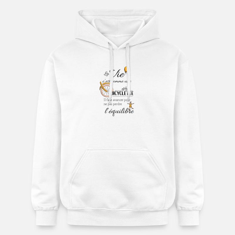 Equilibre et bicyclette - Sweat à capuche Softstyle® Gildan Unisexe - blanc