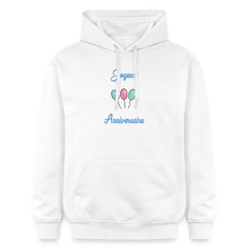 HAPPY BIRTHDAY - Sweat à capuche Softstyle® Gildan Unisexe - blanc - Devant - Liana (172cm) & Jaron (178cm)