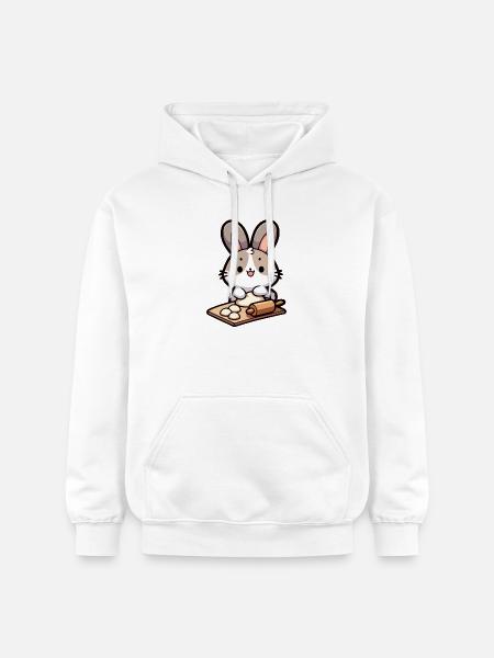 Bunny Baker: The Dough Delighter - Gildan Unisex Softstyle® Midweight Hoodie - white