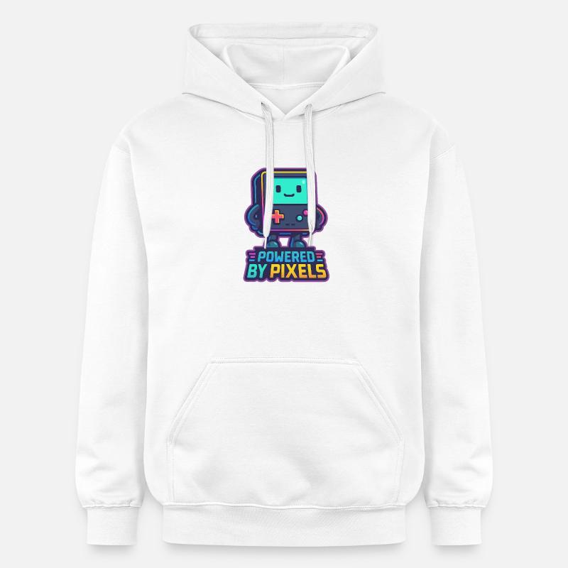 Bot pixelisé avec message renforcé - Sweat à capuche Softstyle® Gildan Unisexe - blanc