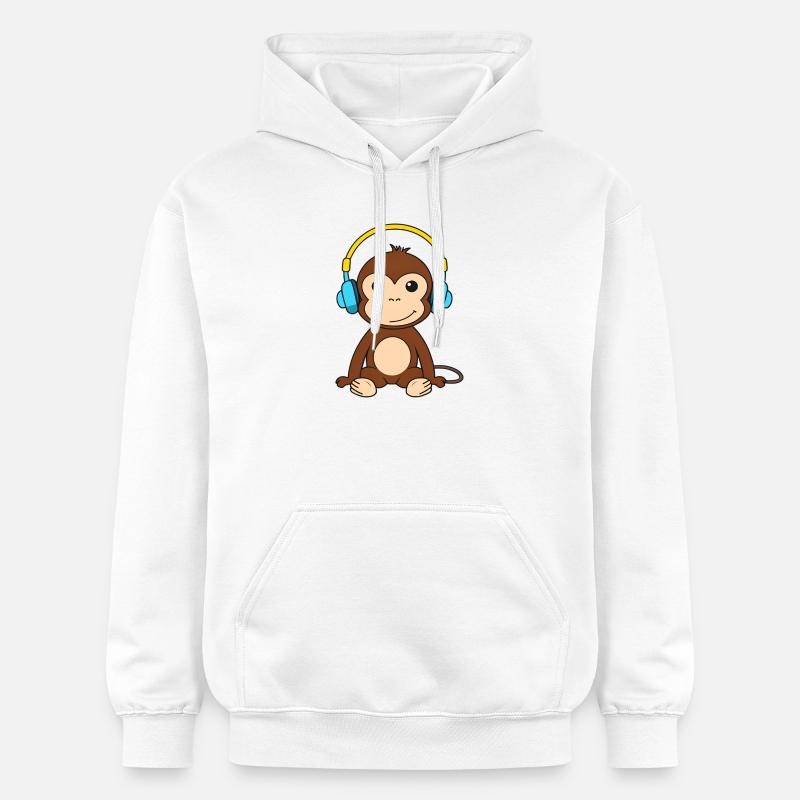Singe mignon avec conception de casque - Sweat à capuche Softstyle® Gildan Unisexe - blanc