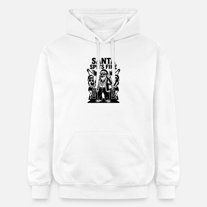 Rapper Weihnachtsmann Santa Spits Fire - Gildan Unisex Softstyle® Midweight Hoodie - Weiß