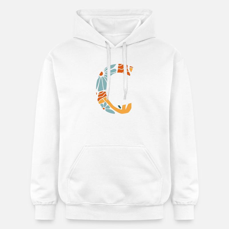 Lettre c fleurs groovy idée cadeau  - Sweat à capuche Softstyle® Gildan Unisexe - blanc
