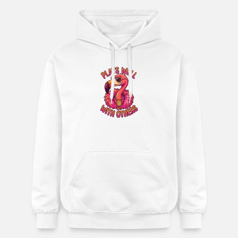 Flamant rose échangiste – Ananas à l’envers - Sweat à capuche Softstyle® Gildan Unisexe - blanc