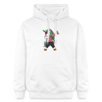 Dabbing Fitness Gym Unicorn Bodybuilder Weightlift - Gildan Unisex Softstyle® Midweight Hoodie - white - Front - Liana (172cm) & Jaron (178cm)