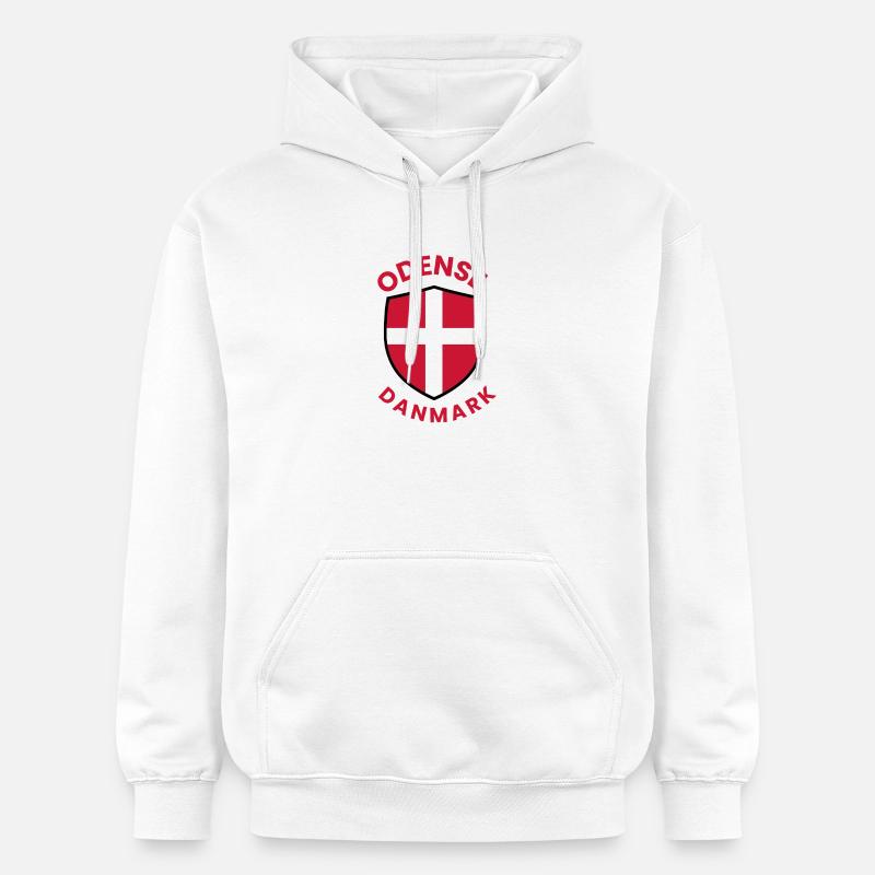 Blason du drapeau du Danemark d’Odense - Sweat à capuche Softstyle® Gildan Unisexe - blanc