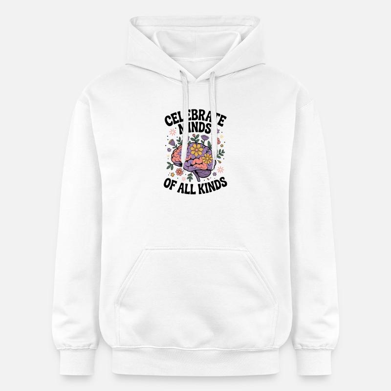 Neurodivergent Brain – Fleur TDAH & Autisme - Sweat à capuche Softstyle® Gildan Unisexe - blanc