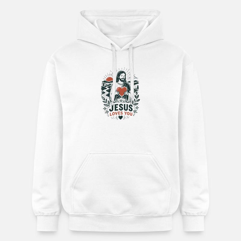 Jésus t’aime Art paisible - Sweat à capuche Softstyle® Gildan Unisexe - blanc