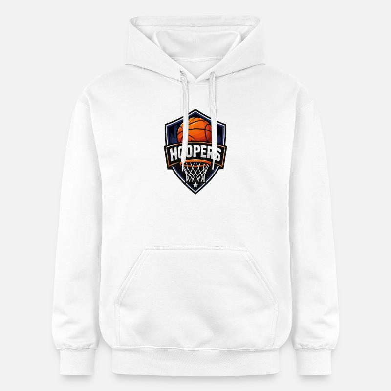 Logo de basket-ball Hoopers Shield - Sweat à capuche Softstyle® Gildan Unisexe - blanc
