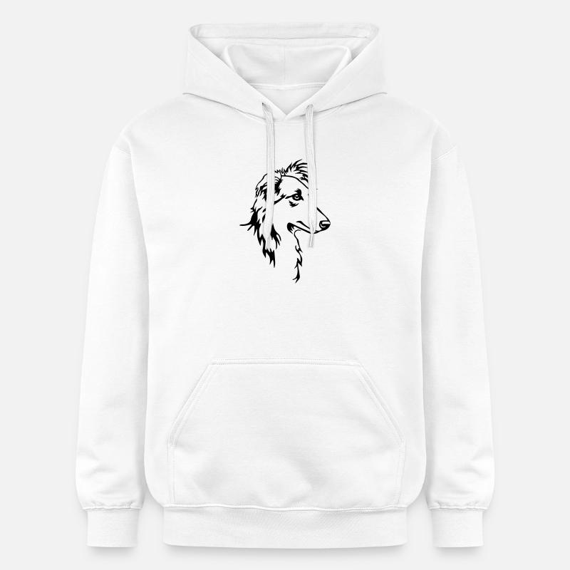 Tête de whippet cheveux longs - Sweat à capuche Softstyle® Gildan Unisexe - blanc
