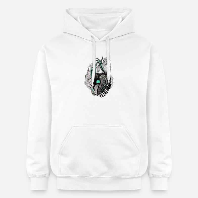 Chuchotements de fleurs de sarcelle - Sweat à capuche Softstyle® Gildan Unisexe - blanc