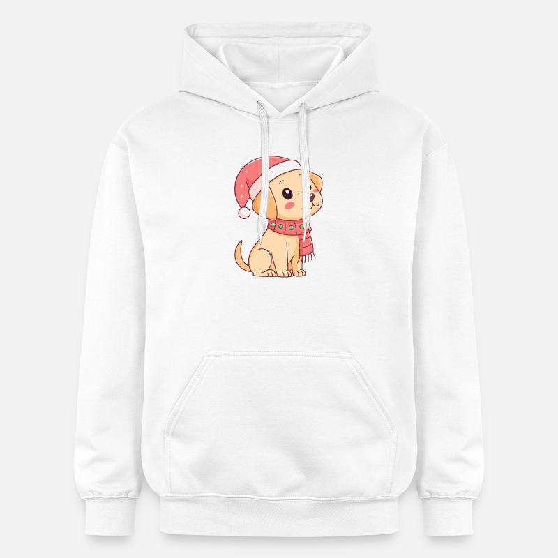 Chiot festif au bonnet de Noël - Sweat à capuche Softstyle® Gildan Unisexe - blanc