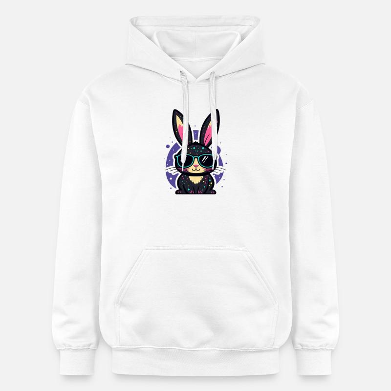 Lapin néon chic avec lunettes - Sweat à capuche Softstyle® Gildan Unisexe - blanc
