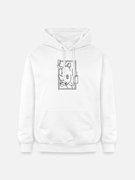 Rhinoceros in geometric design - Gildan Unisex Softstyle® Midweight Hoodie - white