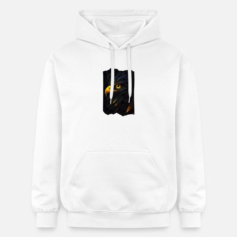 Tête d’aigle brillante dans l’obscurité - Sweat à capuche Softstyle® Gildan Unisexe - blanc