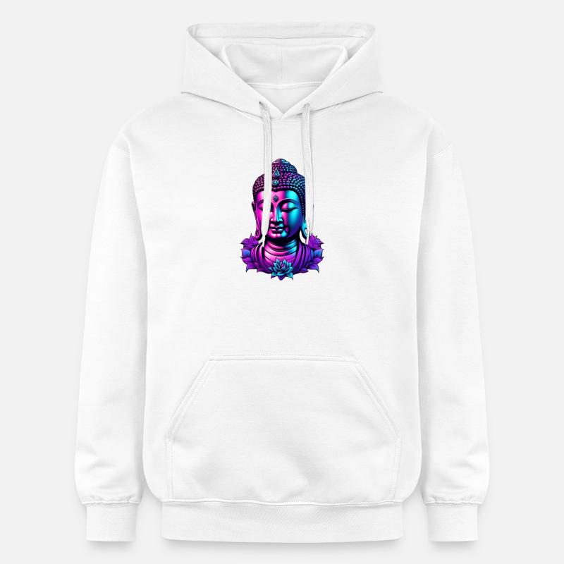 Néon Bouddha Fleur Aura - Sweat à capuche Softstyle® Gildan Unisexe - blanc