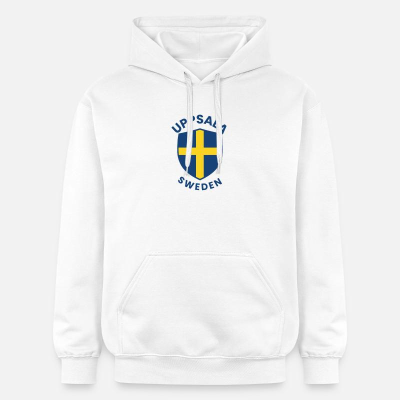 Blason d’Uppsala avec croix jaune - Sweat à capuche Softstyle® Gildan Unisexe - blanc