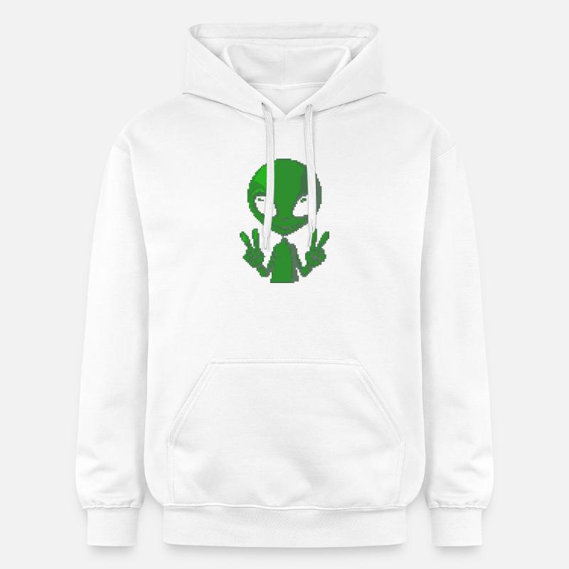 Signe de paix extraterrestre Pixel - Sweat à capuche Softstyle® Gildan Unisexe - blanc