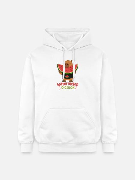 Watermelon O'Clock Cabybara - Gildan Unisex Softstyle® Midweight Hoodie - white