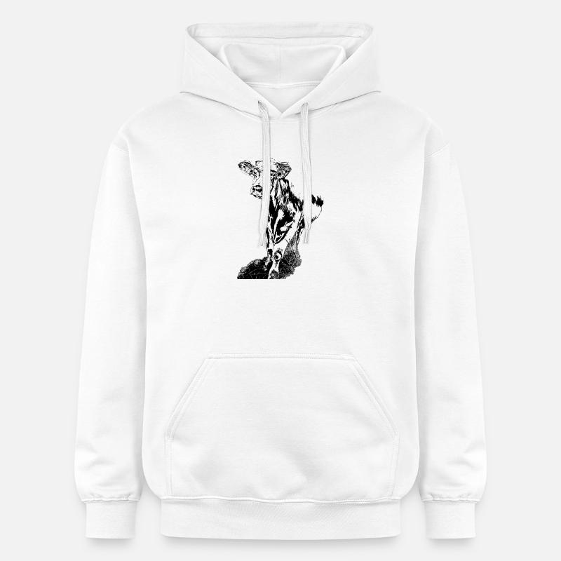 Vache Noir Blanc Bande Dessinée - Sweat à capuche Softstyle® Gildan Unisexe - blanc