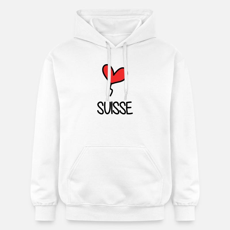 SUISSE. PAYS. GENEVE. HUMOUR. DRAPEAU - Sweat à capuche Softstyle® Gildan Unisexe - blanc