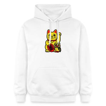 Chat chanceux avec petit hibou - Sweat à capuche Softstyle® Gildan Unisexe - blanc - Devant - Liana (172cm) & Jaron (178cm)