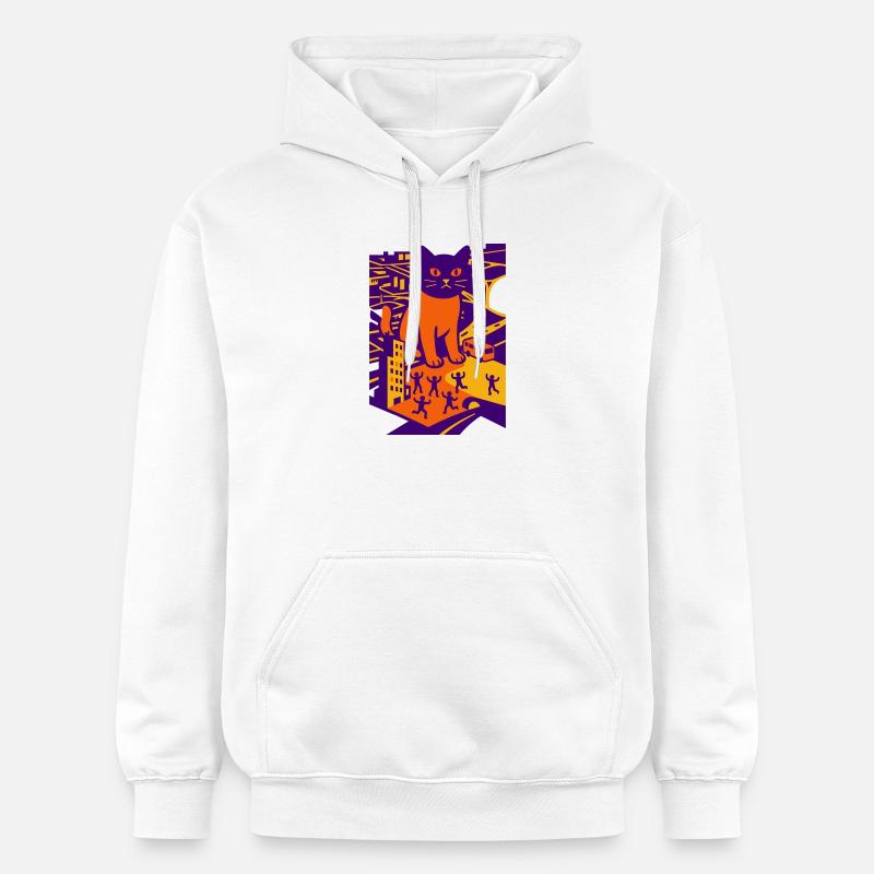 Chat géant dans la ville - Sweat à capuche Softstyle® Gildan Unisexe - blanc