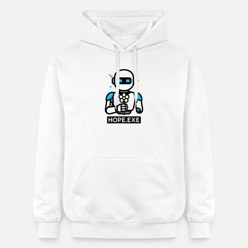 HOPE.EXE – Robot avec fleur - Sweat à capuche Softstyle® Gildan Unisexe - blanc