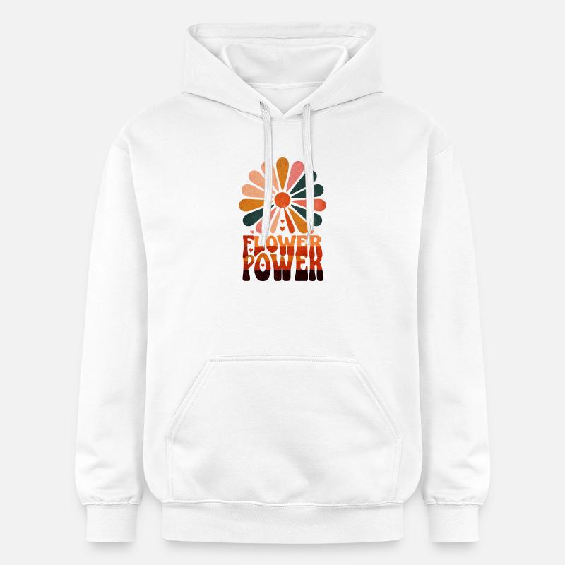 Flower Power Rétro Lever de soleil - Sweat à capuche Softstyle® Gildan Unisexe - blanc