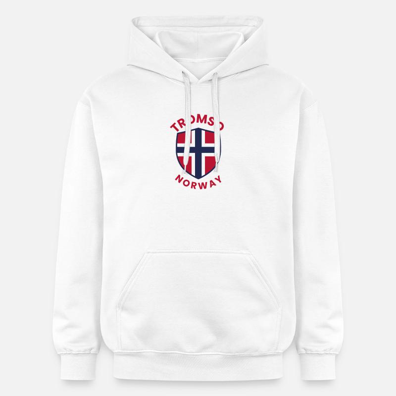 Bouclier de Tromsø : drapeau norvégien - Sweat à capuche Softstyle® Gildan Unisexe - blanc