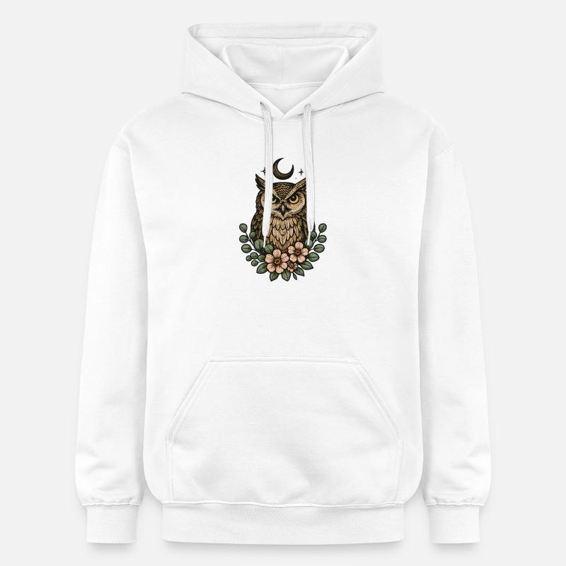 Forêt de Noctambules au Clair de Lune - Sweat à capuche Softstyle® Gildan Unisexe - blanc