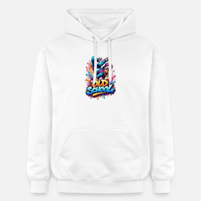 Old School Breakdance Graffiti - Sweat à capuche Softstyle® Gildan Unisexe - blanc